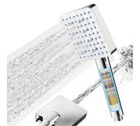 Cobbe Pomme de douche avec filtre, douchette à main haute pression avec filtration 20 couches, 7 modes de pulvérisation, pommeau de douche carré, chromé