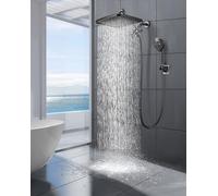 Cobbe Pommeau de douche à effet pluie haute pression de 30,5 cm avec bras d'extension - Double pommeau de douche avec 8 modes de pulvérisation - Large douche à effet pluie avec buses anti-obstruction