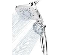 Cobbe Pommeau de douche à haute pression avec combo portatif - 2 modes fixes + 5 modes de pulvérisation portatif, design amovible, station d'accueil magnétique intégrée, tuyau étanche de 1,8 m, chromé