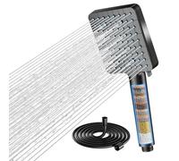Cobbe Pommeau de douche avec filtre 20 couches pour eau dure 6 jets élimine le chlore et les métaux lourds flexible de 1 5 m inclus noir