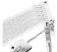 Cobbe Pommeau de douche avec filtre - Douchette à main haute pression avec 20 filtres - Tuyau de 1,5 m - 7 types de jet - Carré - Chrome