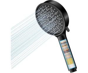 Cobbe Pommeau de douche avec Filtre, Économe en Eau, Eau Dure avec Filtration en 20 Couches, 6 Types De Jet Haute Pression avec Filtre Anti-Calcaire (Noire)
