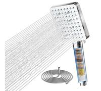 Cobbe Pommeau de douche avec filtre pour eau dure douchette haute pression pommeau carré avec filtre 20 couches 6 jets élimine le chlore et les métaux lourds chromé