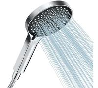 Cobbe Pommeau de Douche avec tuyau, Douchette Douche Salle de Bain, Pommeau de Douche economie Deau anti calcaire avec 3 Types de Jets, Pommeau Douche Grande, Chromés