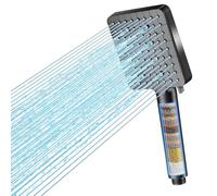Cobbe Pommeau de Douche Filtrant Eau Dure, Douchette Haute Pression avec Filtre 20 Étapes, 6 Modes de Jet, Pommeau Carré Puissant pour Réduire le Chlore Résiduel, Noir