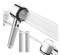 Cobbe Pommeau de Douche Filtrant Haute Pression pour Eau Dure, Filtration 20 Étapes, 5 Modes de Jet avec Power Wash, Inclut 3 Filtres Charbon Actif 2.0, Chromé