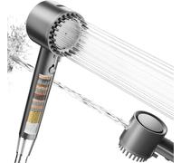 Cobbe Pommeau de Douche Filtrante Haute Pression - Filtre 20 Couches, 5 Modes de Jet, Flexible 1,5M - Économiseur d'Eau pour Éliminer Calcaire, Chlore et Bactéries (Gris)