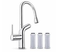 Cobbe Robinet de cuisine avec douchette extractible, 2 modes de jet, système de filtration d’eau pour éliminer le chlore et les métaux lourds, lot de 3 cartouches charbon actif 2.0, chromé