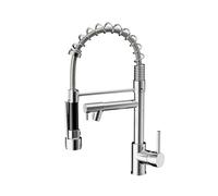 Cobbe Robinet de cuisine, mitigeur d'évier de cuisine à ressort avec deux becs, pivotant à 360° avec pulvérisateur extractible, robinet commercial à levier unique, norme britannique, noir