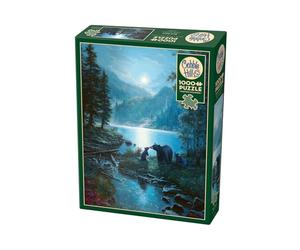 Cobble Hill 3840008 Puzzle 1000 pièces avec Motif d'ours au Clair de Lune, pour Adultes et Enfants à partir de 12 Ans, Puzzle de Paysage, Nuit, lac