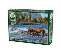 Cobble Hill 3840267 Puzzle de 1 000 pièces avec Puzzle, pour Adultes et Enfants à partir de 12 Ans, Motif de Chevaux dans l'eau Sauvage
