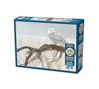 Cobble Hill 3845050 500 pièces Chouette des Neiges sur la Branche avec Poster Adultes et Enfants à partir de 12 Ans, Puzzle Paysage, Hibou, Hiver