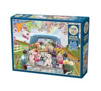 Cobble Hill 3845060 500 pièces avec Puzzle pour Adultes et Enfants à partir de 12 Ans, Motif : Chiens, Fleurs, Ferme, COB45060, Camion au Printemps