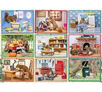 Cobble Hill Puzzle de 1000 pièces - Écureuils à la maison - Exemple d'affiche inclus