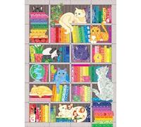 Cobble Hill Puzzle 1000 pièces - Couvre-lit chat arc-en-ciel - Poster d'échantillon inclus