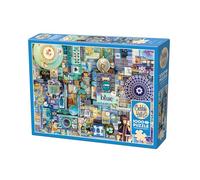 Cobble Hill Puzzle de 1000 pièces - Collection arc-en-ciel : bleu - Exemple d'affiche incluse