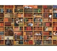 Cobble Hill Puzzle 1000 pièces - The Cat Library - Poster échantillon inclus