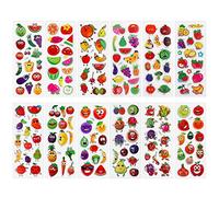cobee 3D Puffy Stickers pour Enfants, 12 Feuilles Mousse Légumes Fruits Autocollants Colorés Enfants Autocollant pour Scrapbooking Professeur Récompense Autocollant DIY Décoration Décalque