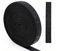 Cobee Bande élastique en silicone de 8 m - 2 cm de large - Noir - Avec silicone antidérapant - Couture ondulée - Pour bricolage, couture, vêtements, perruque, ceinture