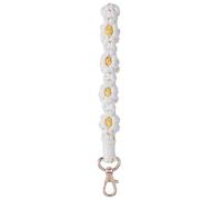 cobee Daisy Macramé Porte clés, Bracelet fait main Porte clés Boho Porte clés en macramé Porte clés en macramé Bracelet Bracelet coloré Bracelet Porte clés Cordon de poignet avec fermoir (Blanc)