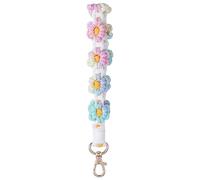 cobee Daisy Macramé Porte clés, Bracelet fait main Porte clés Boho Porte clés en macramé Porte clés en macramé Bracelet Bracelet coloré Bracelet Porte clés Cordon de poignet avec fermoir (Arc en ciel)