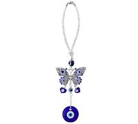 Cobee Décoration à Suspendre pour Voiture - Breloque Bleu Rétroviseur Voiture, Décoration Perles Œil Mauvais (Papillon Mauvais Œil)