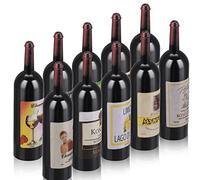 Cobee Dollhouse Lot de 10 mini bouteilles de vin miniatures à l'échelle 1:12 pour maison de poupée, décoration et accessoires