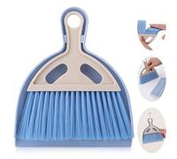 cobee Ensemble de nettoyage pour petit balai et pelle à poussière, mini fouet pelle et brosse avec poignée pelle à poussière portable pour table à manger balayeuse à miettes (bleu)