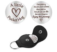cobee Jeton de câlin de poche, encouragement relation longue distance souvenir en acier inoxydable double face inspirant cadeau de jeton de câlin de poche avec porte clés en cuir(style B)
