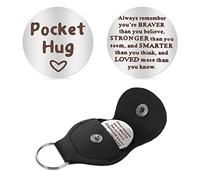 Cobee Jeton de poche, jeton de poche inspirant double face, cadeau d'encouragement à longue distance, souvenir de distance sociale, porte-clés fantaisie pour la famille et les amis