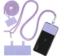 cobee Lanière de chaîne de téléphone Portable Universelle, lanière de téléphone Portable réglable en Nylon lanière de bandoulière détachable pour téléphone avec 2 Patchs de téléphone (Violet)