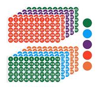 Cobee Lot de 10 feuilles d'autocollants numérotés de 1 à 50 et 51 à 100 2,5 cm en vinyle - Étanche - Ronds - Autocollants d'inventaire - Pour l'école et le bureau (5 couleurs)