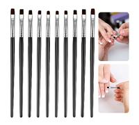 cobee Lot de 10 pinceaux professionnels pour nail art - Noir - Outil de détail - Pinceau acrylique pour nail art - Brosse à ongles à tête plate avec poils en nylon doux - Pour manucure et salon de