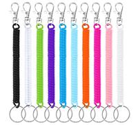 cobee Lot de 10 porte-clés à ressorts hélicoïdaux rétractables avec fermoir mousqueton, cordon de sécurité pour téléphone portable, cordon élastique de poignet (multicolore)