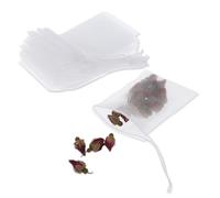 Cobee Lot de 100 sachets à thé jetables avec cordon de serrage 6 x 8 cm - Filtre à thé en vrac - Filtre à thé en papier - Pour thé parfumé, épices, vanille, lavande, café