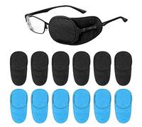 cobee Lot de 12 patchs pour lunettes - Cache-œil pour adultes et enfants - Pour œil droit et gauche - Pour amblyopie et strabisme - Bleu et noir