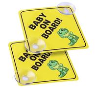 Cobee Lot de 2 panneaux d'avertissement de voiture « Baby on Board » 12,7 x 12,7 cm, autocollants « Baby in Car », réutilisables et durables (style C)