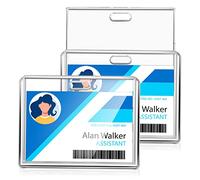 Cobee Lot de 2 porte-badges en plastique rigide pour cartes d'identité, cartes de crédit, permis de conduire, fournitures scolaires (horizontal)