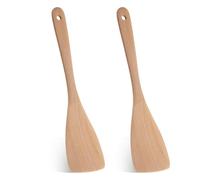 Cobee Lot de 2 spatules en bois, spatule à manche de 33 cm de long pour wok, poêle et vaisselle
