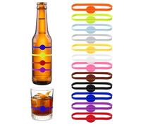 Cobee Lot de 24 marqueurs de boisson, verres à vin, breloques en silicone pour bouteille d'eau, étiquettes de bouteille de vin pour bar, fêtes, verres à champagne ou familles, Silicone, goldstone