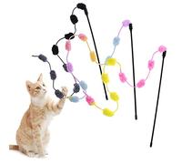 cobee Lot de 3 Cordes interactives pour Chat - Breloque en Ruban coloré avec Boules en Peluche en Fourrure pour Chatons - Jouets pour Chat pour l'intérieur, pour Jouer à l'exercice de Chasse