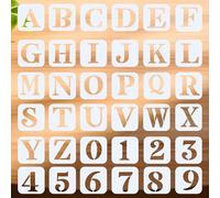cobee Lot de 36 grands pochoirs de l'alphabet et chiffres, 5,1 cm, pochoirs réutilisables pour bois, mur, tissu, roche, tableau noir, signalisation et projets artistiques