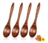 cobee lot de 4 cuillere en bois, petites cuillères en bois de 15 cmcuillères à miel en bois pour thé cuillères à soupe cuillères de service cuillères à café en bois pour café thé condiments confiture