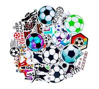 cobee Lot de 50 autocollants de football en vinyle imperméables pour bouteilles d'eau, cadeaux de football pour adolescent autocollants esthétiques et tendance pour scrapbooking ordinateur portable
