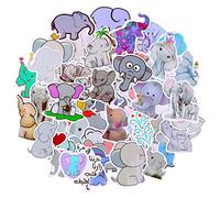 cobee Lot de 50 autocollants mignons en forme d'éléphant, en vinyle imperméable pour scrapbooking adolescents étudiants adultes enseignants bouteilles d'eau bagages d'ordinateur