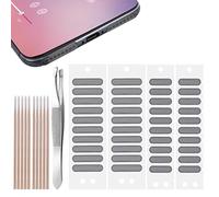 cobee Lot de 51 Autocollants Anti-poussière pour Haut-Parleur de téléphone, Trompette de téléphone, kit de Housse Anti-poussière en Maille avec tampons de Nettoyage et Pince à épiler (Noir)