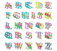 cobee Lot de 52 patchs de lettres florales, à repasser, écussons brodés de l'alphabet A-Z, colorés, patchs de réparation pour vêtements, loisirs créatifs