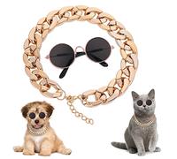 Cobee Lunettes de Soleil rétro pour Chaton avec chaîne en Or Rose, Protection des Yeux, Petites Lunettes de Chat Classiques