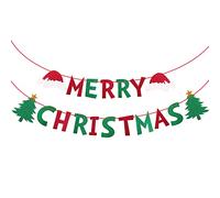 cobee MERRY CHRISTMAS Guirlande de banderoles, bannière de joyeux Noël scintillante, bannière de Noël rouge et verte banderole fanion fanion pour la décoration d'ornements à suspendre