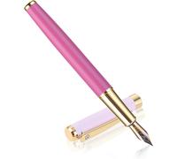 Cobee Metal Fountain Pen With 0.5mm Rhinestones Fine Iridium Nib Compatible With 2.6mm Ink Cartridges Cute Pen Gift Journal Office Business (Pink)